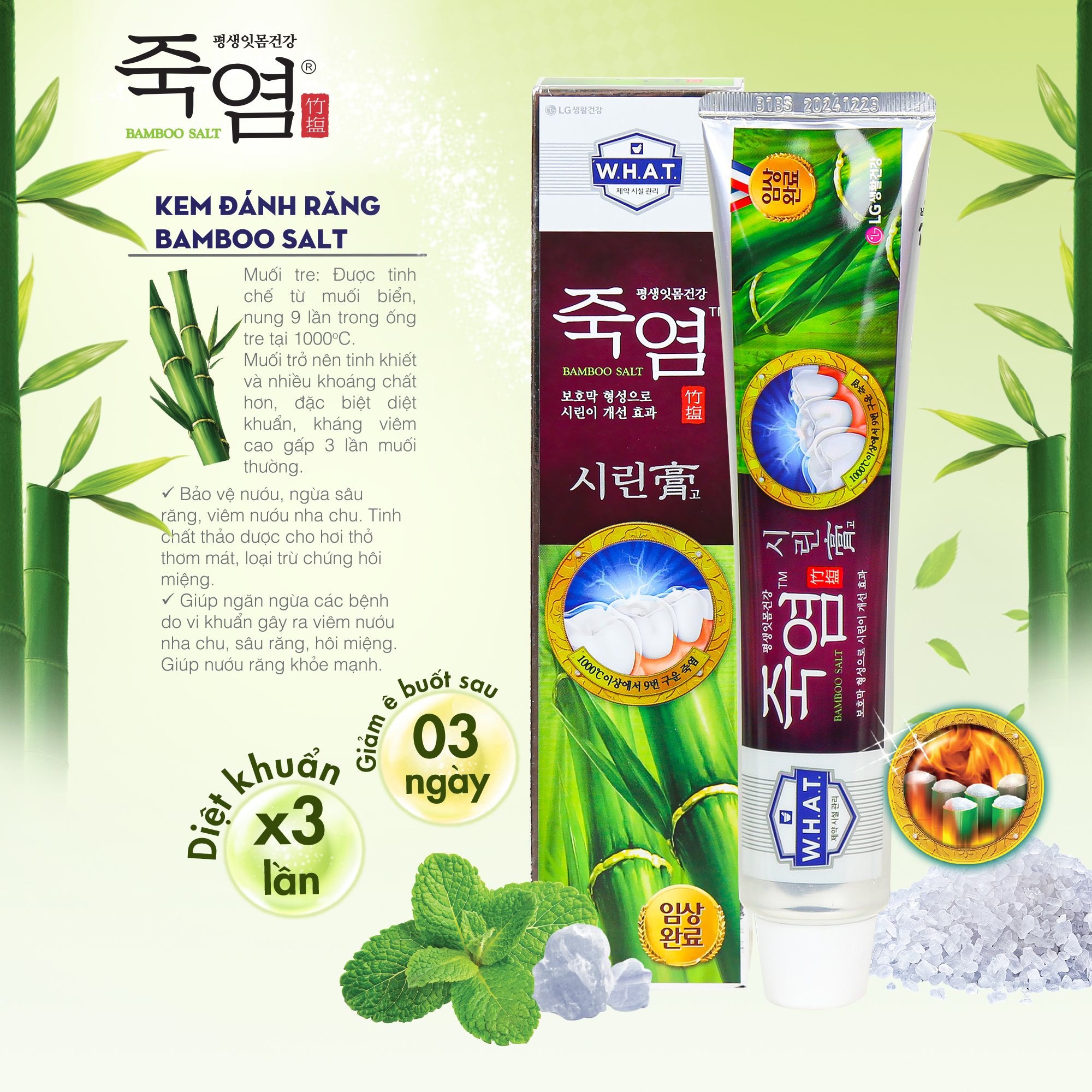 Kem đánh răng Bamboo Salt Shirinnee chăm sóc răng ê buốt 120g/140g